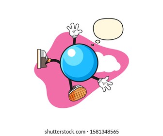 Bubble gum ball fall from sky with thought bubble cartoon. Mascot Character vector.