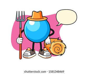 Bubble gum ball farmer with speech bubble cartoon. Mascot Character vector.