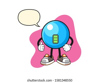 Bubble gum ball full power with speech bubble cartoon. Mascot Character vector.