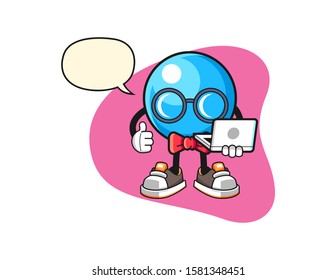 Bubble gum ball geek with speech bubble cartoon. Mascot Character vector.