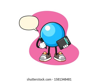Bubble gum ball graphic designer with speech bubble cartoon. Mascot Character vector.