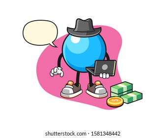 Bubble gum ball hacker with speech bubble cartoon. Mascot Character vector.