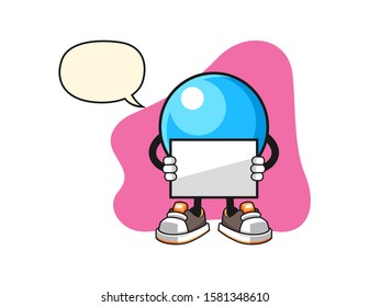 Bubble gum ball hold banner with speech bubble cartoon. Mascot Character vector.