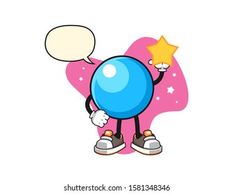 Bubble gum ball hold a star with speech bubble cartoon. Mascot Character vector.