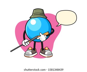 Bubble gum ball hunter with speech bubble cartoon. Mascot Character vector.