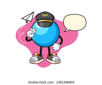 Bubble gum ball pilot with speech bubble cartoon. Mascot Character vector.