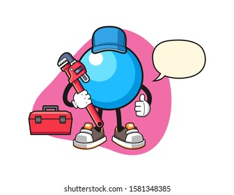 Bubble gum ball plumber with speech bubble cartoon. Mascot Character vector.