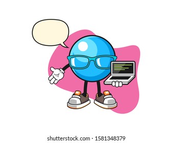 Bubble gum ball programmer with speech bubble cartoon. Mascot Character vector.