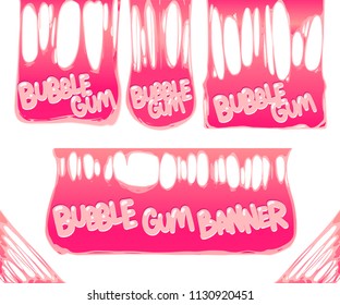 Bubble Gum Banners isolated on white background