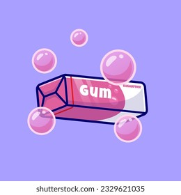 Bubble Gum Candy Cartoon Vector Icon Illustration. Food Object Icon Concept Isolated Premium Vector. Flat Cartoon Style