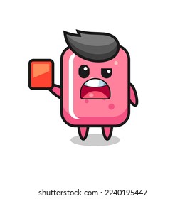 bubble gum cute mascot as referee giving a red card , cute style design for t shirt, sticker, logo element