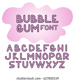 Bubble Gum font. Vector alphabet letters isolated on white background.