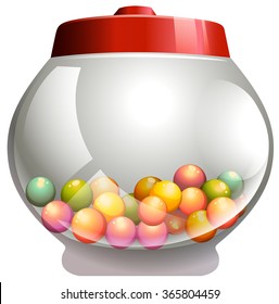 Bubble gum in the glass jar illustration