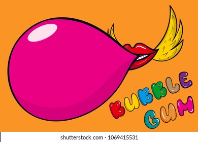 Bubble gum on orange