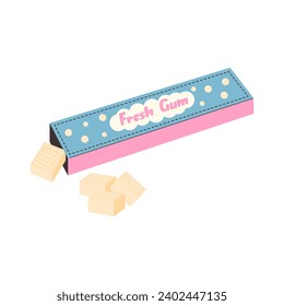 Bubble gum in a pack. Fresh chewing gum. Classic 80’s or 90’s peppermint pads.