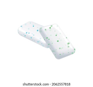 Bubble gum realistic composition with pair of mint chewing pads vector illustration