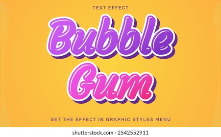 Bubble gum text effect template in 3d design