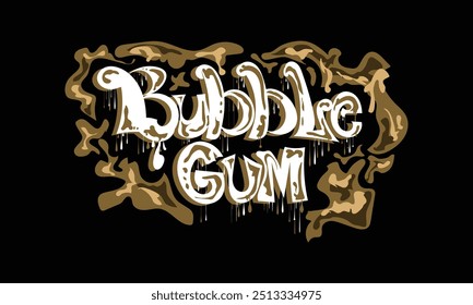 BUBBLE GUM word lettering style design