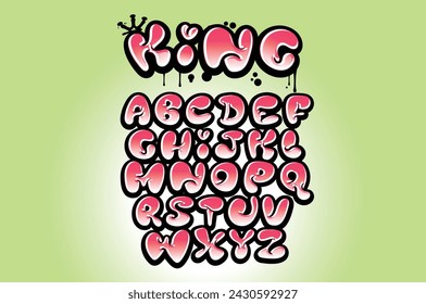 Bubble Hand Lettering Graffiti alfabetos vector plantilla
