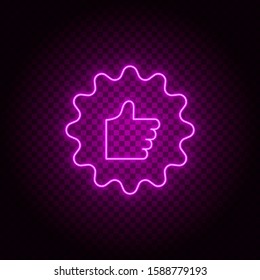 Bubble, hand, like vector icon. Element of simple icon for websites, web design, mobile app, info graphics. Pink color. Neon vector on dark background