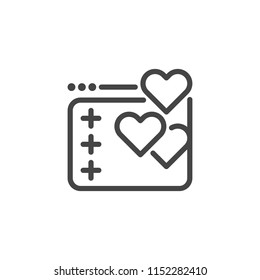 Bubble with heart icon. Label for love chat in social networks, dating sites and apps, romantic coaching, virtual communication, flirting. Outline label. Vector illustration isolated