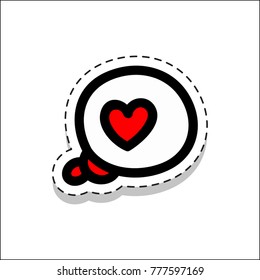 Bubble, heart, love, romantic, think, doodle icon. Cartoon sticker in comics style with contour. Decoration for greeting cards, posters, patches, prints for clothes, emblems, sticker, icon, logo.