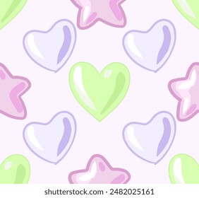 Blasen-Herz nahtloses Muster. buntes Regenbogen-Liebes-Herz. Valentinstag-Vektorgrafik