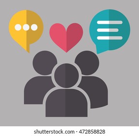 bubble heat social network communication media con. Colorful and flat design. Vector illustration