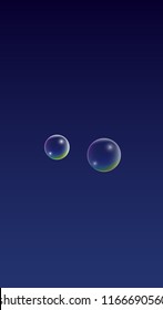 Bubble with Hologram Reflection. Set of Realistic Water or Soap Bubbles for Your Design. Soap Bubbles with Rainbow Reflection.Shampoo or Foam Cosmetic Flyer and Invite.  Isolated Vector Illustration.