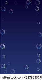Bubble with Hologram Reflection. Set of Realistic Water or Soap Bubbles for Your Design. Soap Bubbles with Rainbow Reflection.Shampoo or Foam Cosmetic Flyer and Invite.  Isolated Vector Illustration.