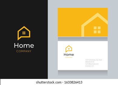 Bubble house logo with business card template. Vector graphic design elements editable for company and entrepreneur.