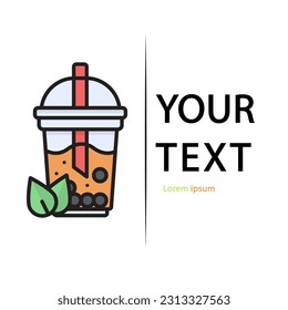 Bubble Ice Tea Cup icon milk tea, healthy, herbal for app web logo banner poster icon - Vector File