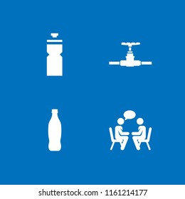 bubble icon. 4 bubble set with chat, water, soda and water bottle vector icons for web and mobile app