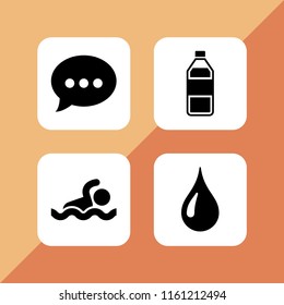 bubble icon. 4 bubble set with water, droplet of water, swim and chat vector icons for web and mobile app