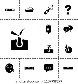 Bubble icon. collection of 13 bubble filled icons such as level ruler, baby bath, no hair in skin, explosion, question, drop counter. editable bubble icons for web and mobile.