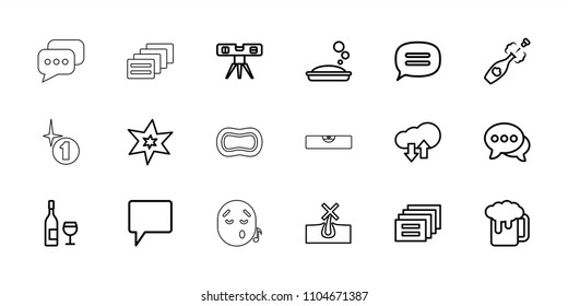 Bubble icon. collection of 18 bubble outline icons such as no hair in skin, explosion, soap, level ruler, beer mug, message, chat. editable bubble icons for web and mobile.