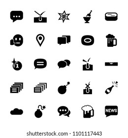 Bubble icon. collection of 25 bubble filled icons such as shave hair in skin, explosion, chat, soap, beer mug, location, cloud. editable bubble icons for web and mobile.