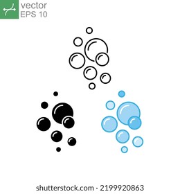 Bubble icon in filled, outline style. Clear water splash. Soap foam, fizzy drink, oxygen bubble pictogram symbol. Fresh aqua drop for wet symbol. Vector illustration design on white background. EPS 10