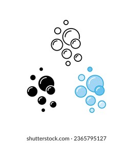 Bubble icon in filled, outline style. Clear water splash. Soap foam, fizzy drink, oxygen bubble pictogram symbol. Fresh aqua drop for wet symbol. Vector illustration design on white background. EPS 10