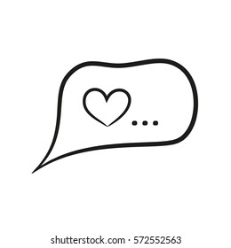 Bubble icon with heart on the white background for your design. Vector illustration.