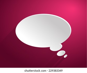 Bubble icon on stylish red background paper cartoon design style