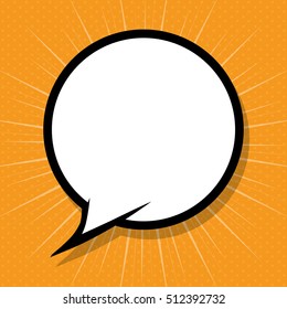 Bubble icon. Retro pop art comic and communication theme. Colorful design. Striped background. Vector illustration