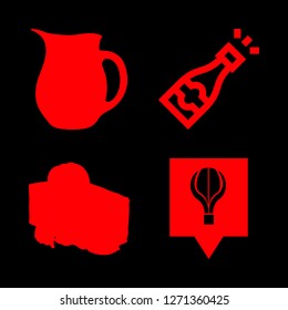 bubble icon set about champagne, water, oil and balloon pin vector set