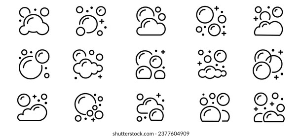 Bubble icon set. Soap foam, fizzy drink, oxygen bubbles. Vector Illustration. Vector Graphic. EPS 10