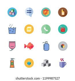 bubble icon set. vector set about hand wash, cube, coffee cup and gel icons set.