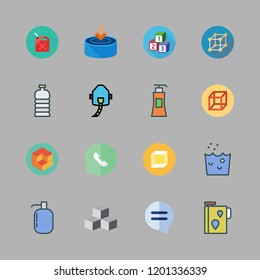 bubble icon set. vector set about cubes, hand wash, oil and speech bubble icons set.
