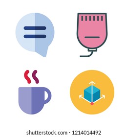bubble icon set. vector set about gel, coffee cup, speech bubble and cube icons set.