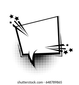 Bubble icon speech phrase. Cartoon funny label tag expression. Sound boom explosion effects. Advertising vector halftone dot illustration. Square empty white comic book text balloon pop art. 