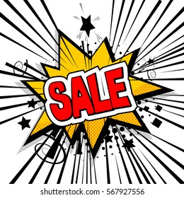 Bubble icon speech phrase. Lettering sale, discount, offer. Comic text sound effects. Cartoon exclusive font label tag expression. Sounds vector illustration. Comics book balloon.