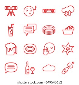Bubble icons set. set of 16 bubble outline icons such as explosion, soap, laundry, level ruler, soda, chat, champagne, jacuzzi, cloud, download upload cloud
